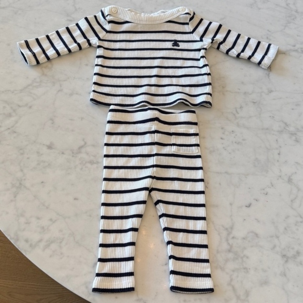 GAP Baby Black White Striped Ribbed Set 0–3M